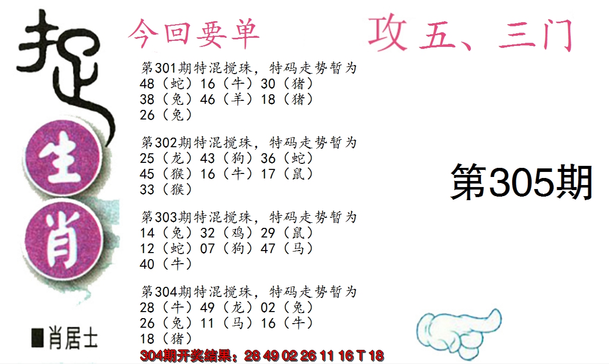 2024305期捉生肖