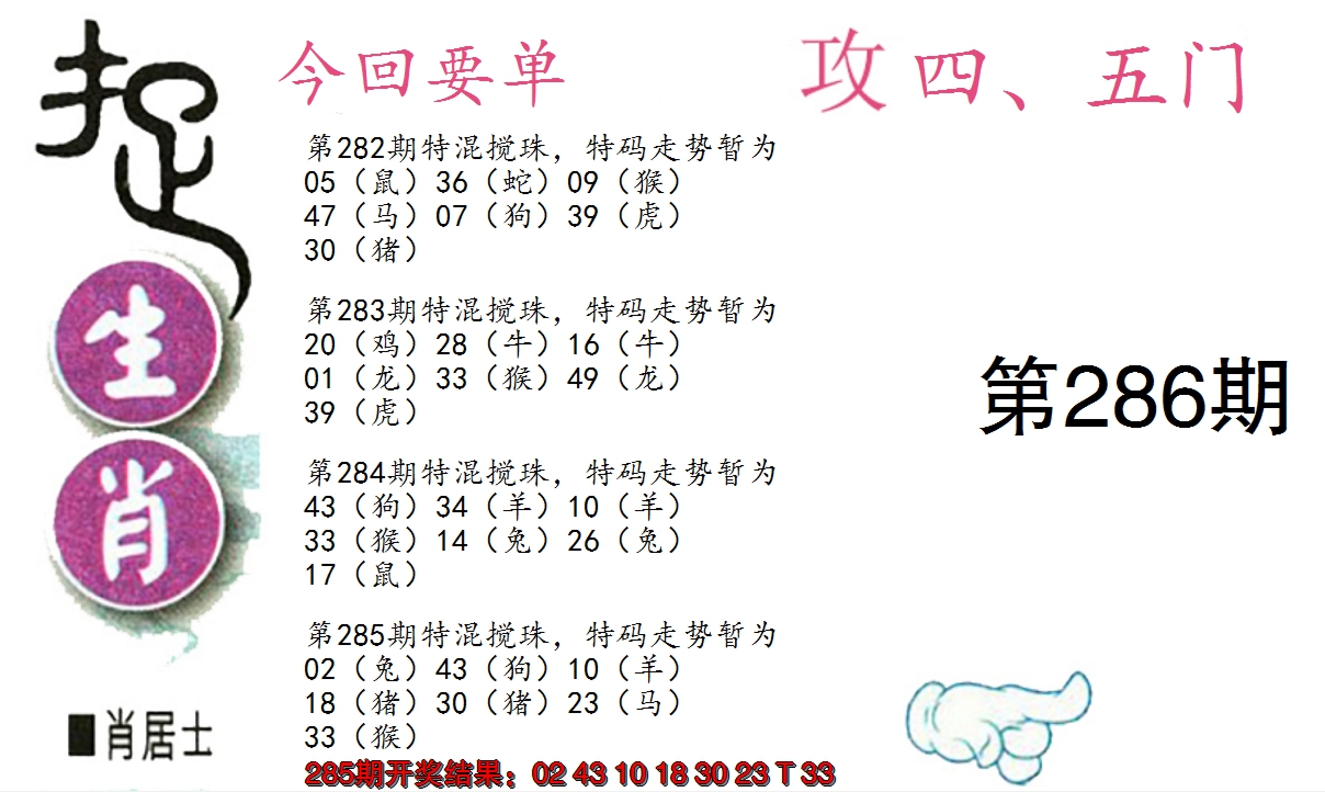 2024286期捉生肖