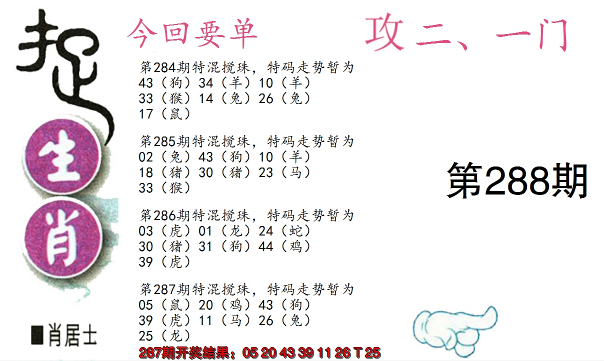 2024288期捉生肖
