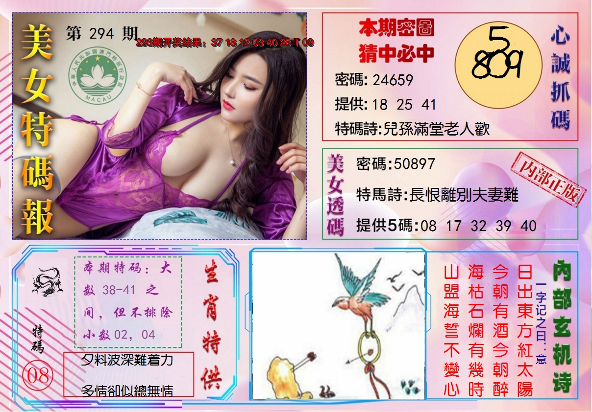 2024294期美女特码报