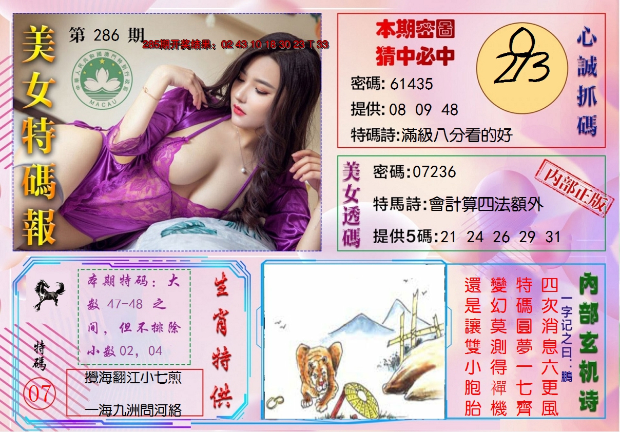 2024286期美女特码报