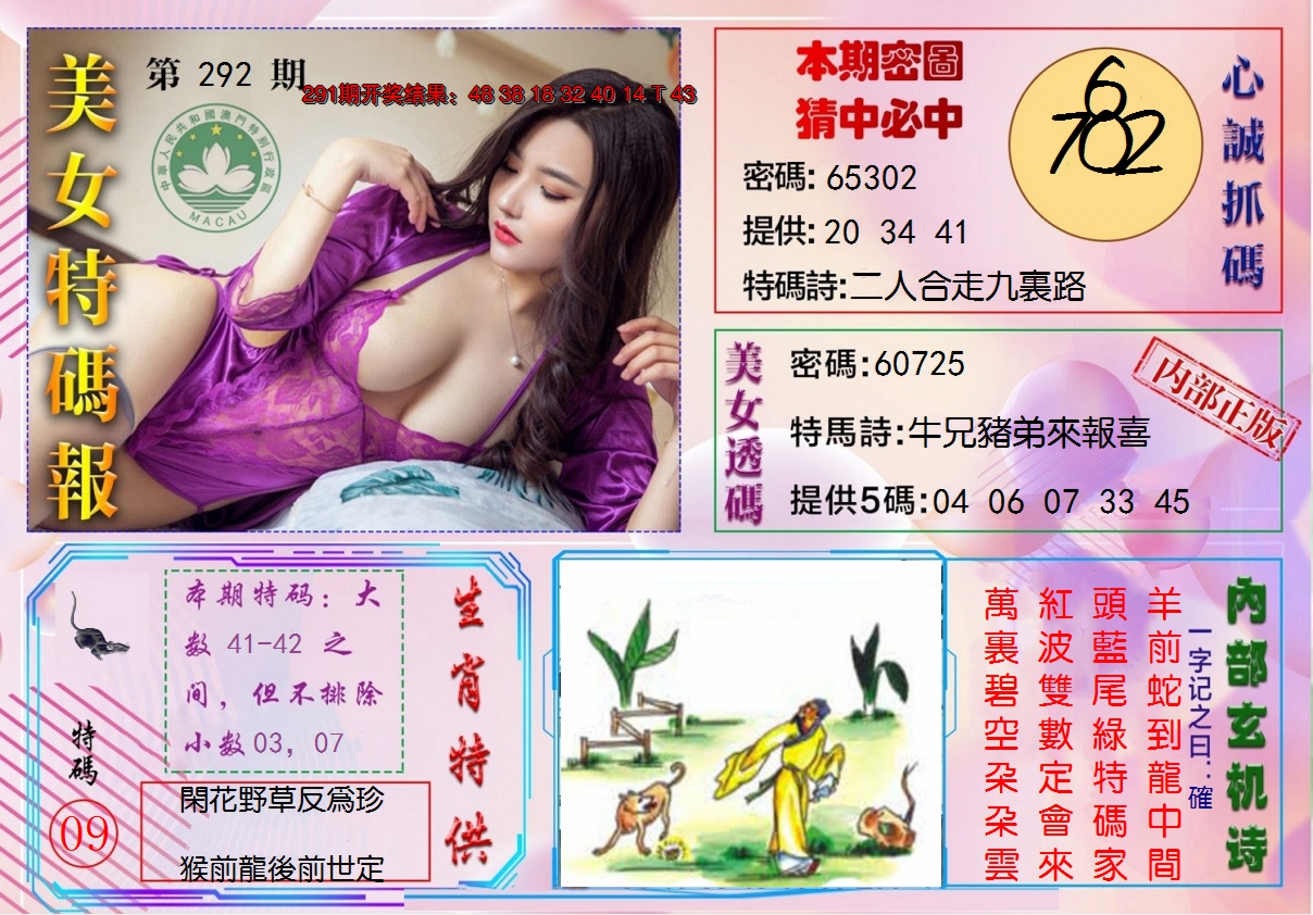2024292期美女特码报