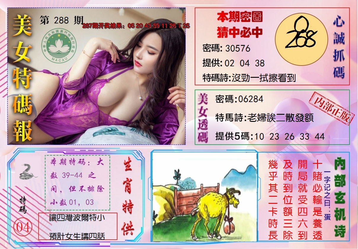 2024288期美女特码报