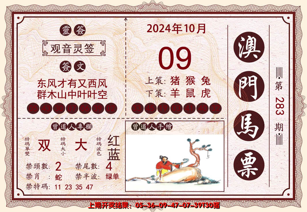 2024283期澳门马票