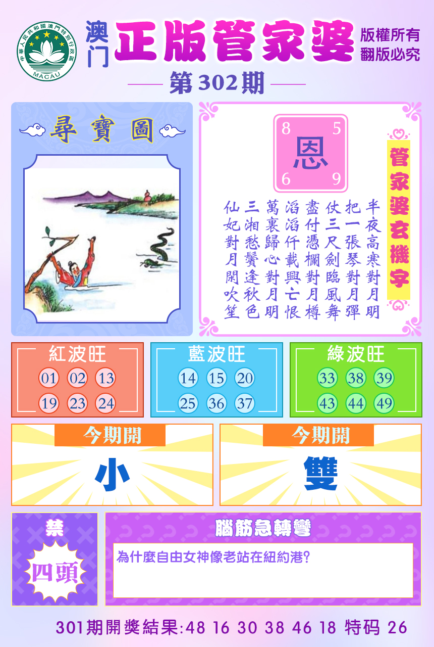 2024302期正版管家婆