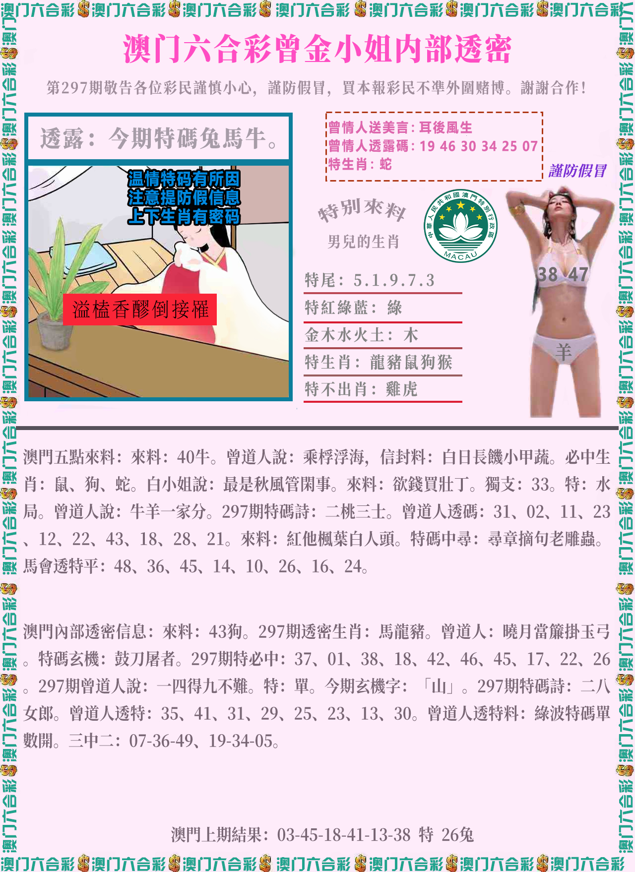 2024297期五点来料