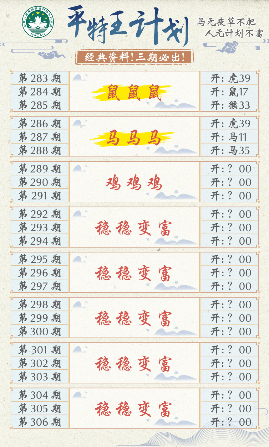2024289期平特王计划