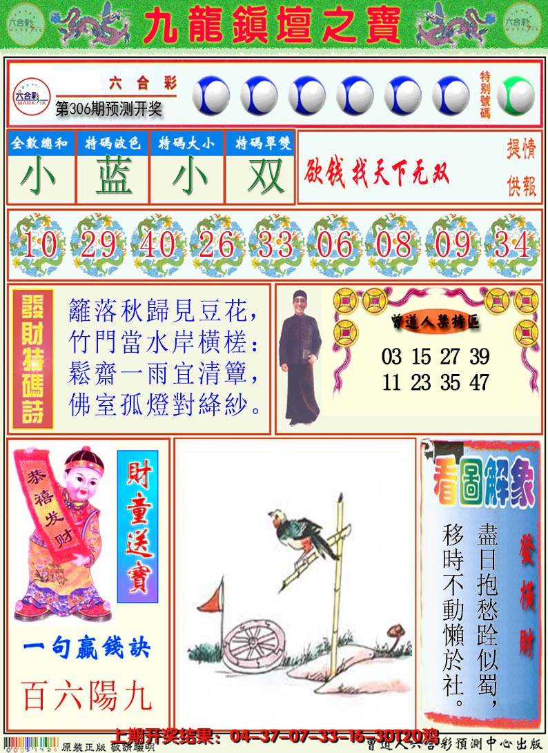 2024306期澳门挂牌解特码A