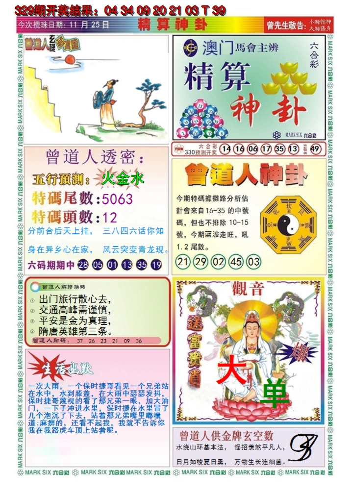 2024330期澳门精算神卦