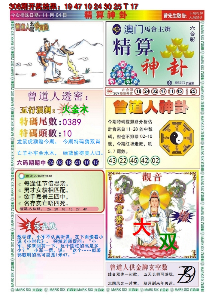 2024309期澳门精算神卦