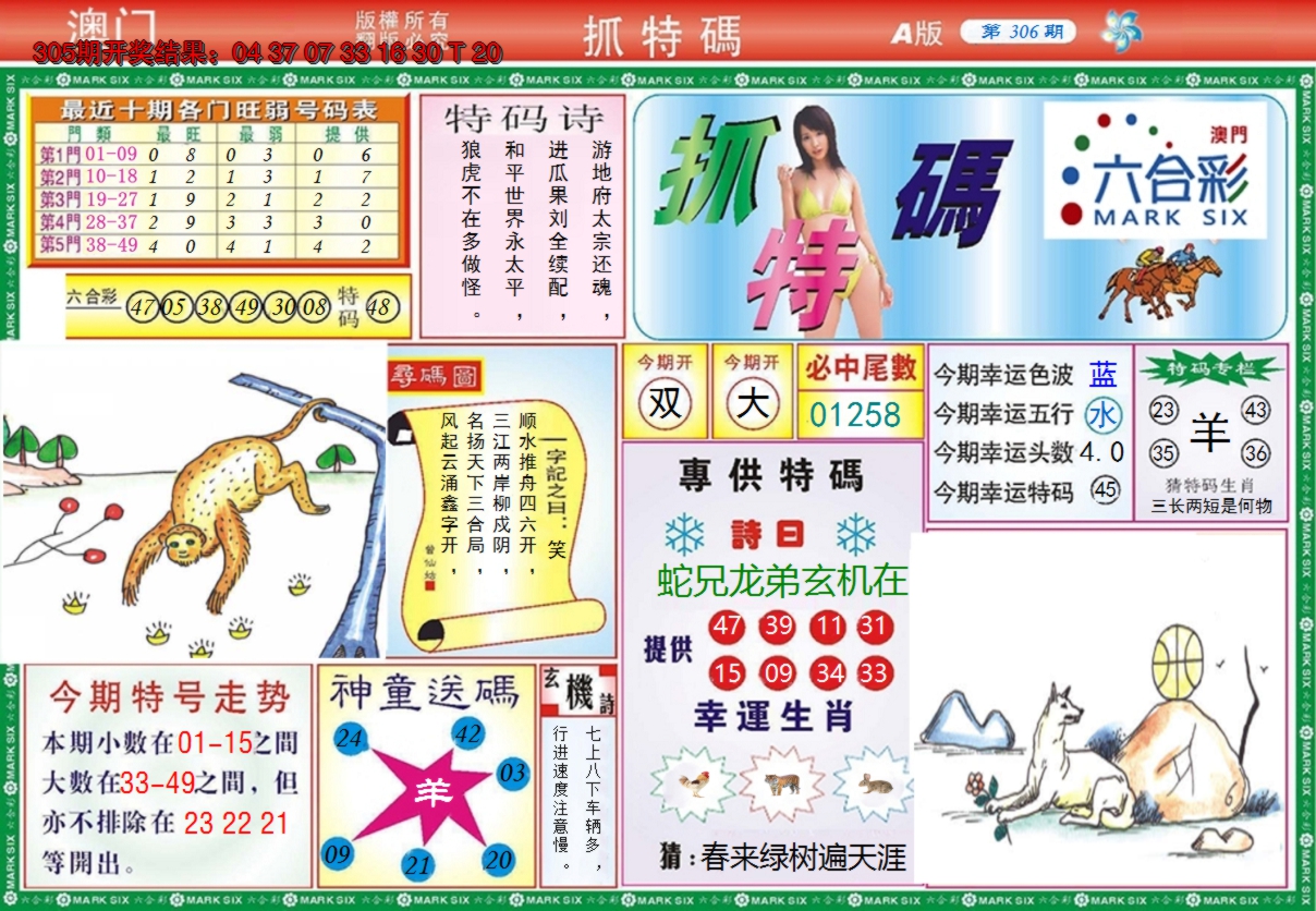 2024306期澳门抓特码A