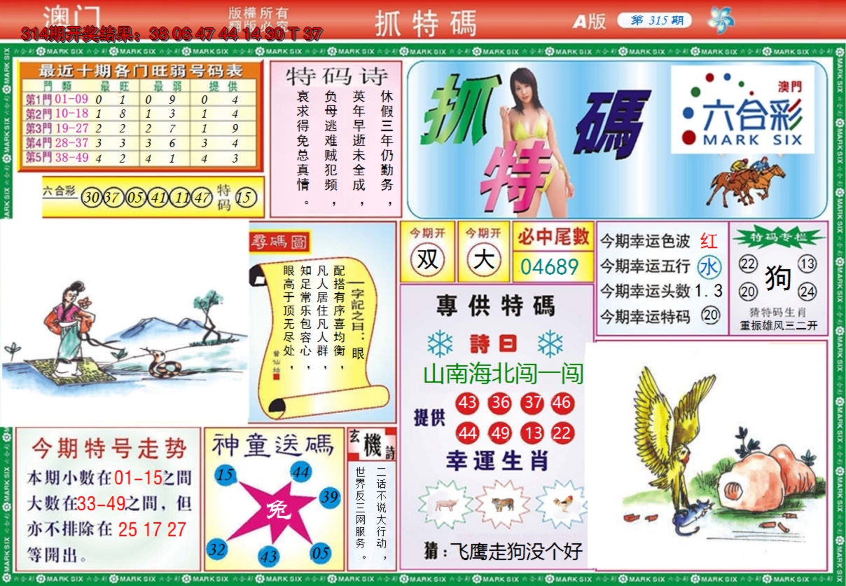 2024315期澳门抓特码A