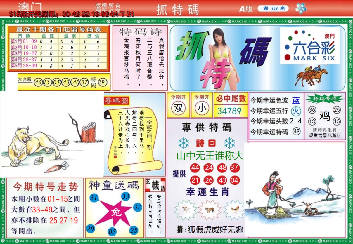 2024316期澳门抓特码A