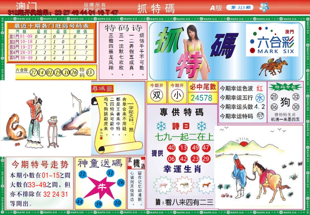 2024313期澳门抓特码A