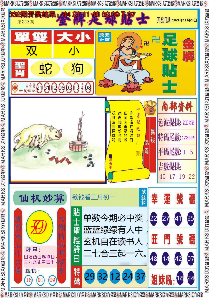 2024333期金牌足球贴士