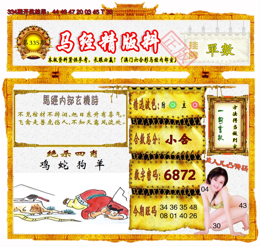 2024335期马经精版料
