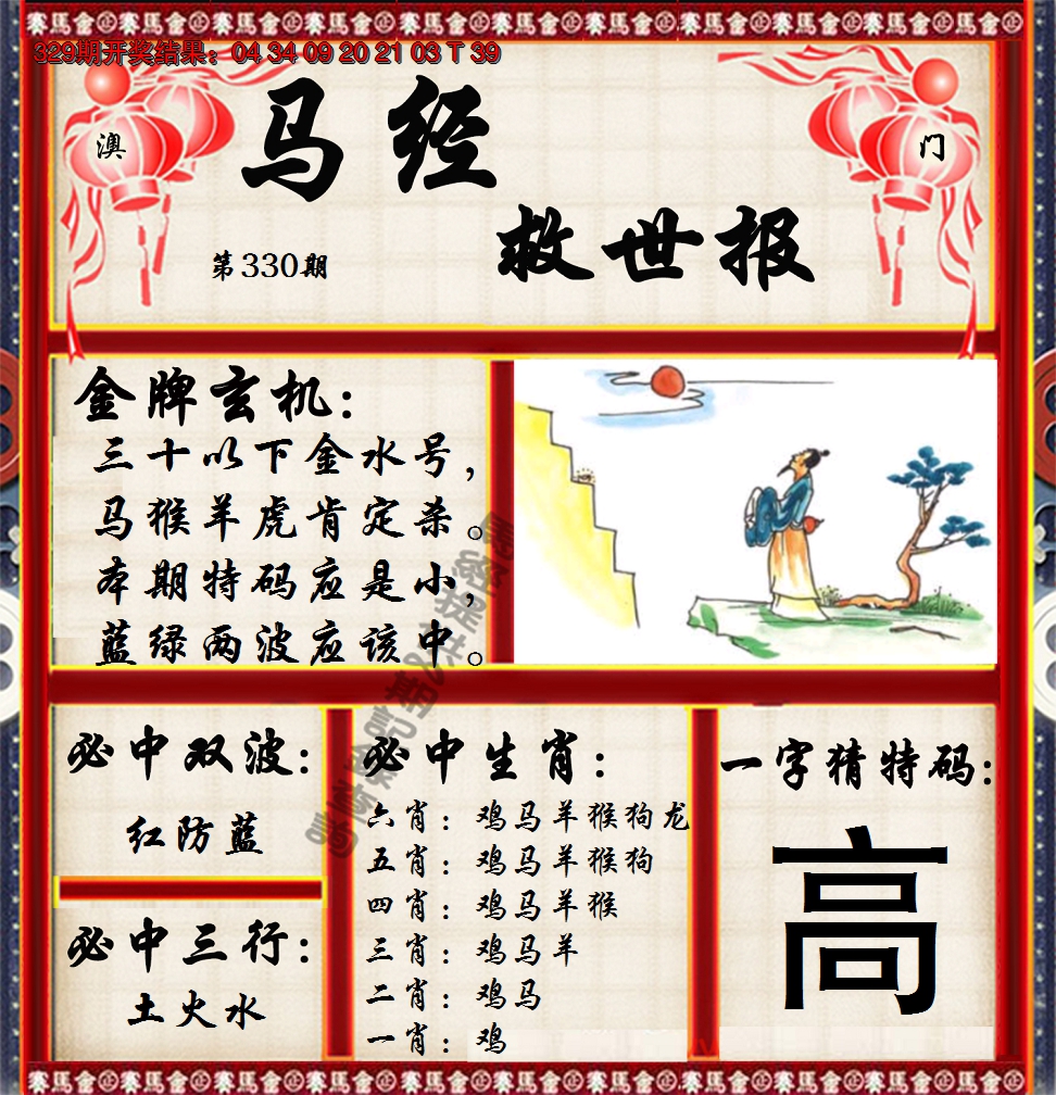 2024330期马经救世报