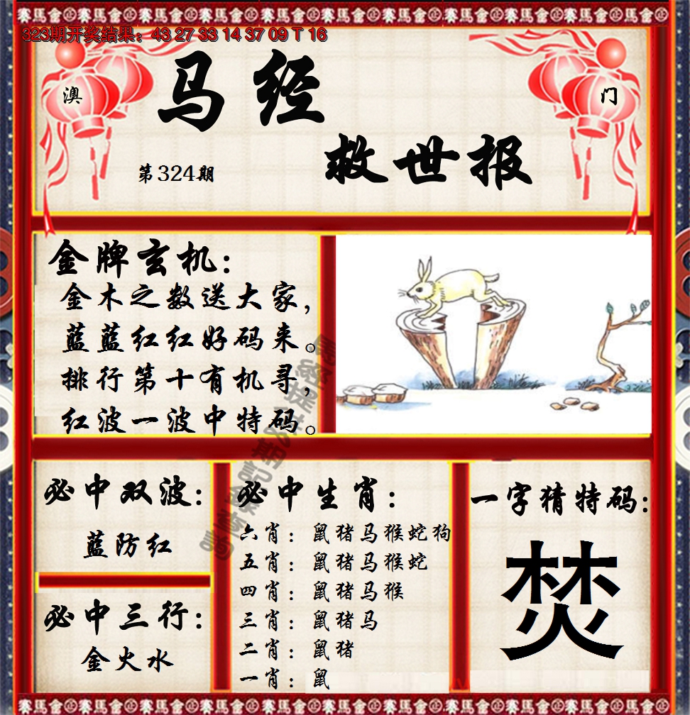 2024324期马经救世报