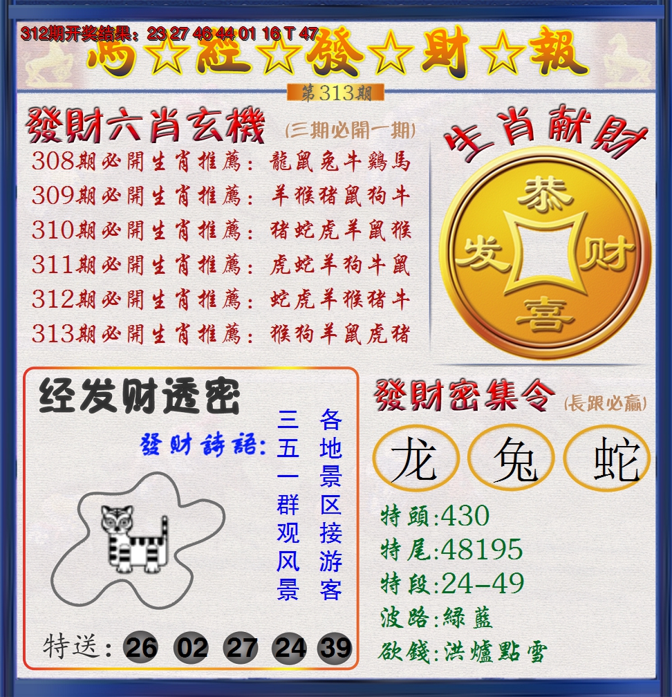 2024313期澳门发财报