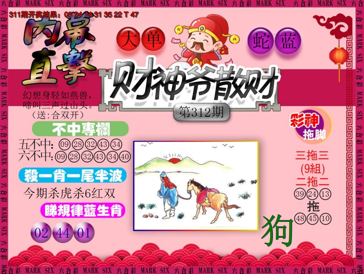 2024312期财神爷散财