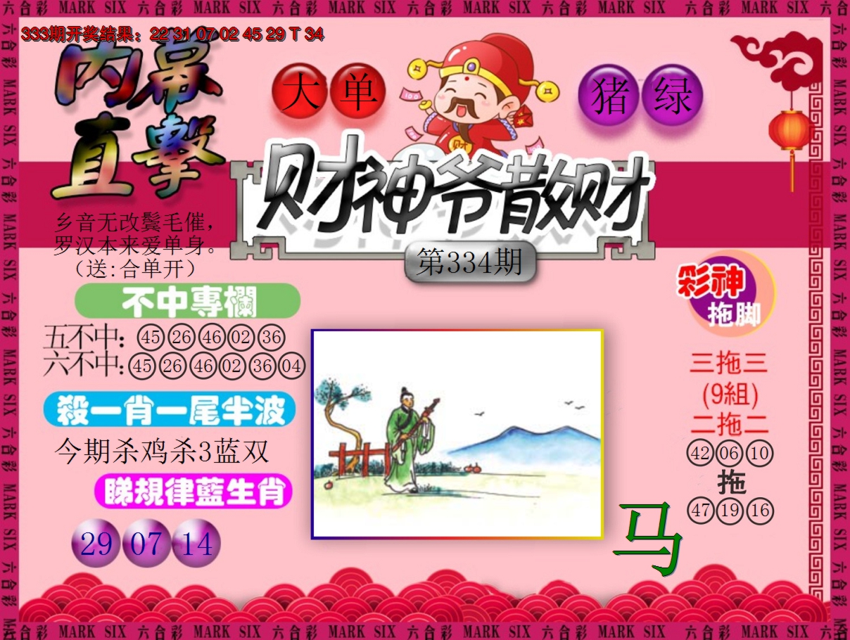 2024334期财神爷散财