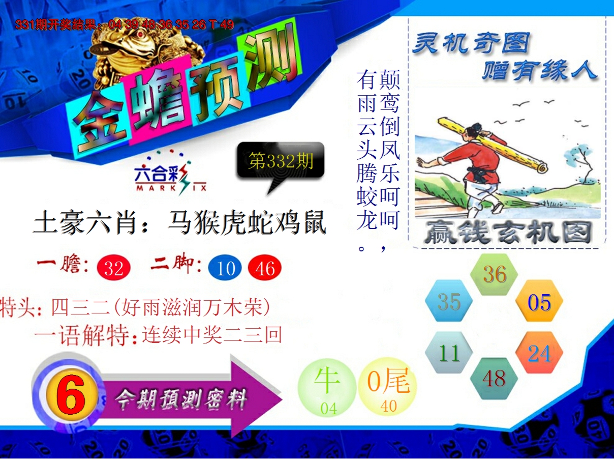 2024332期金蟾预测