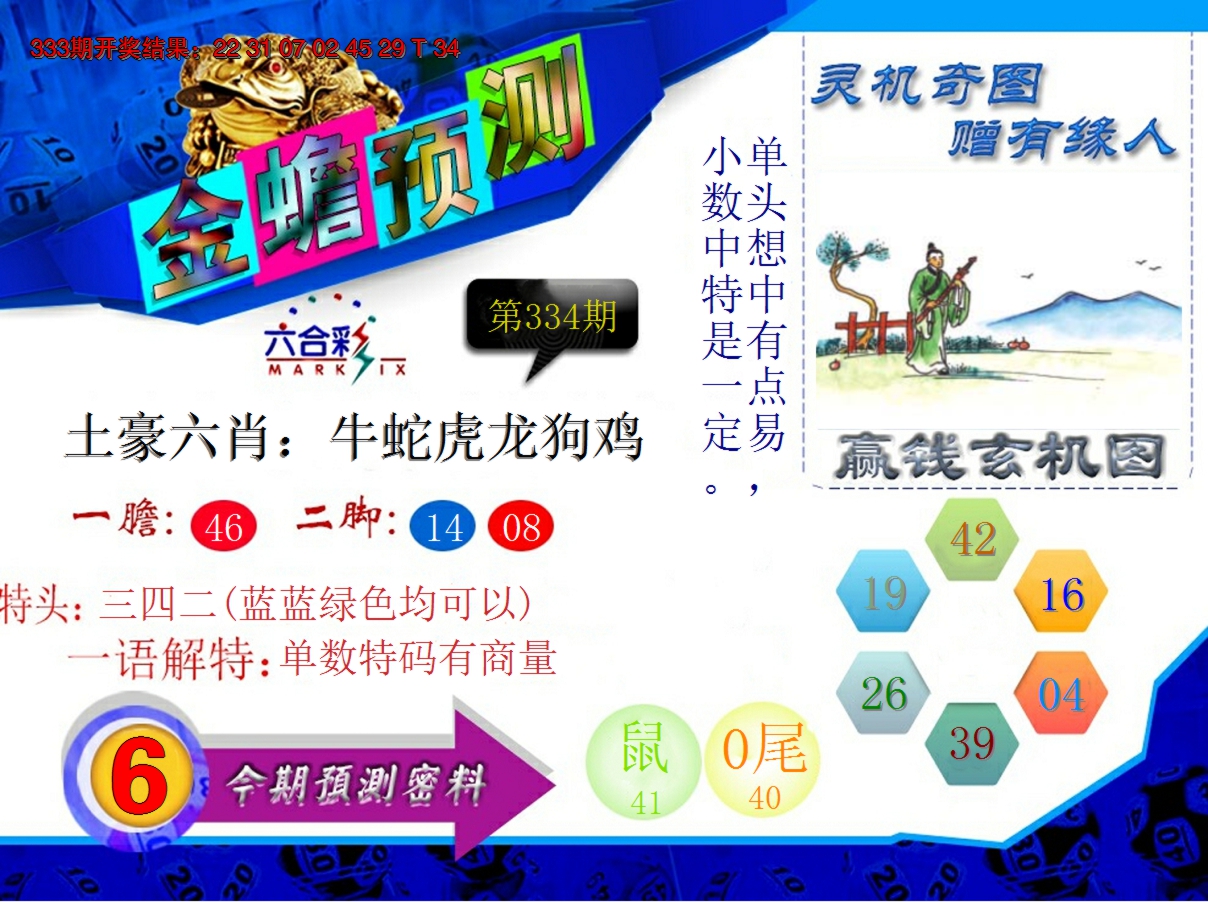 2024334期金蟾预测
