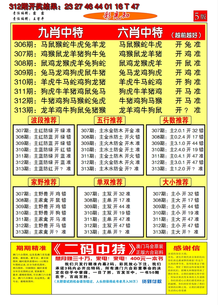 2024313期澳门彩先知D