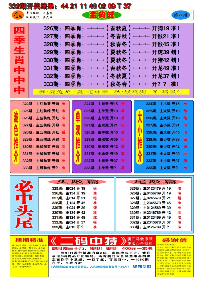 2024333期澳门金狗旺C