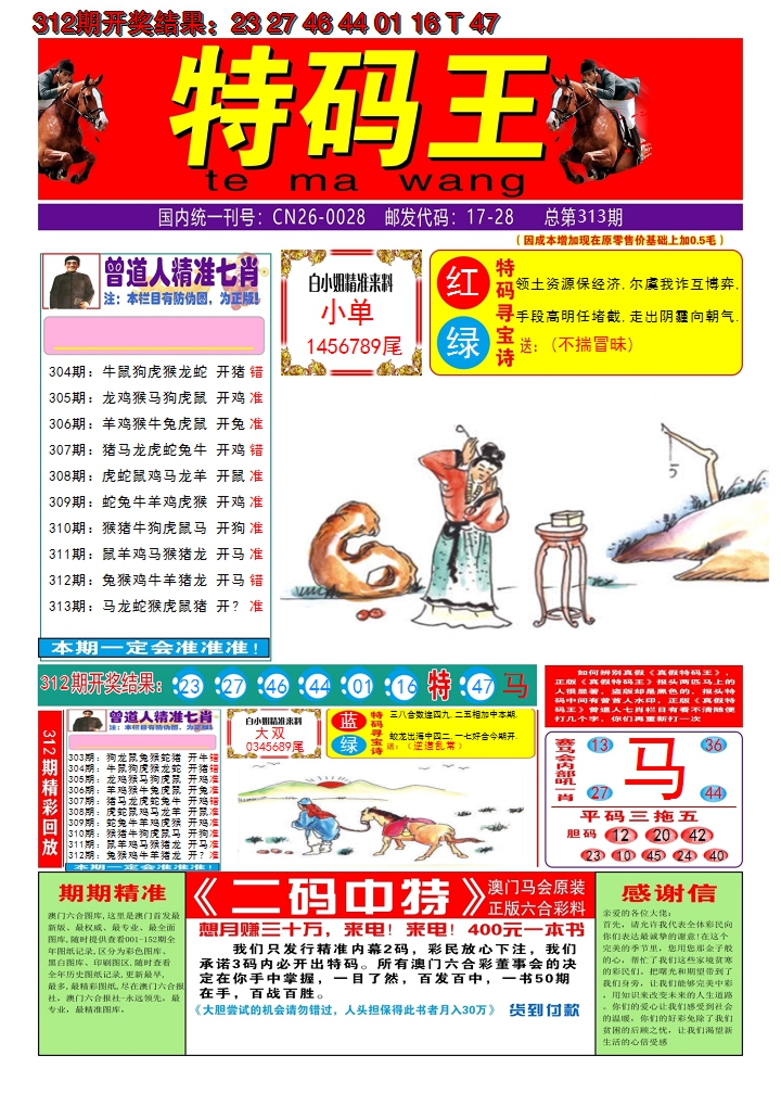 2024313期澳门特码王A