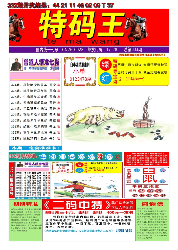 2024333期澳门特码王A
