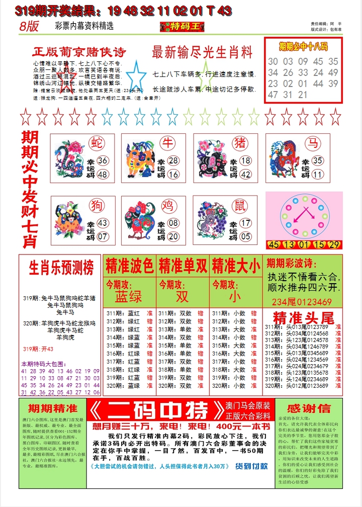 2024320期澳门特码王B