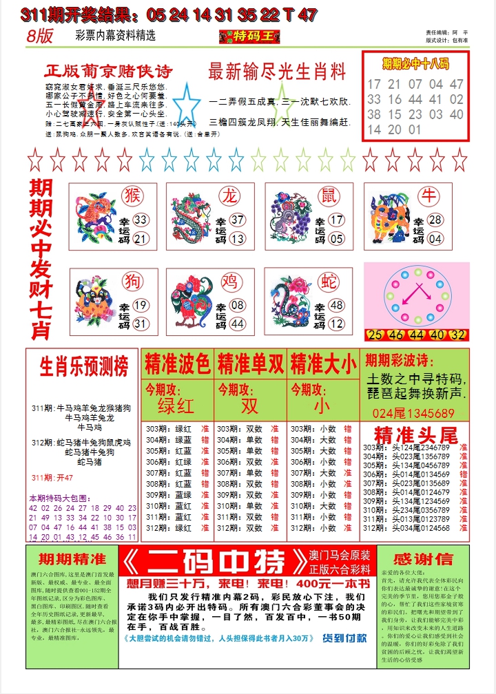 2024312期澳门特码王B