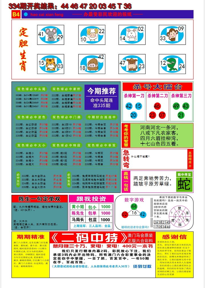 2024335期好彩先锋B