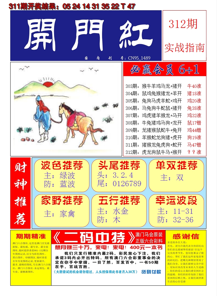 2024312期澳门开门红A