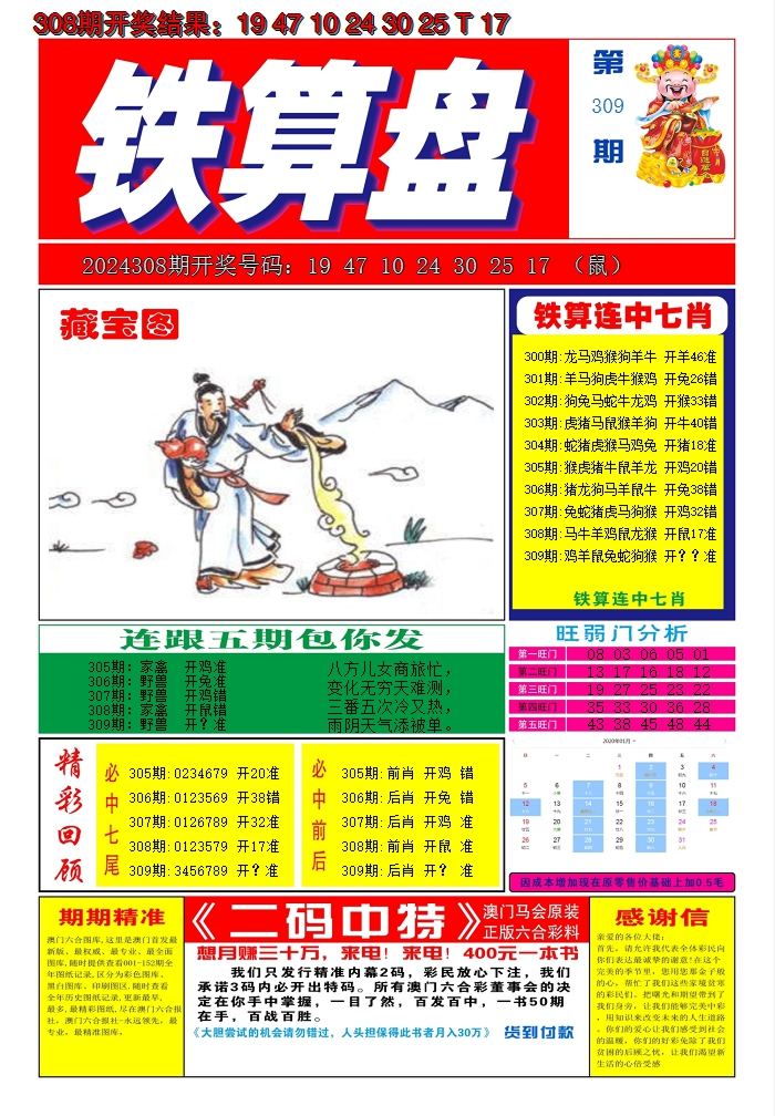 2024309期澳门铁算盘A