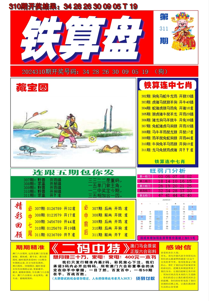 2024311期澳门铁算盘A
