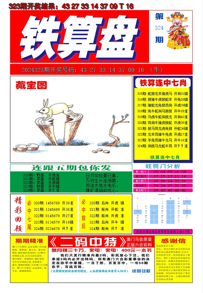 2024324期澳门铁算盘A