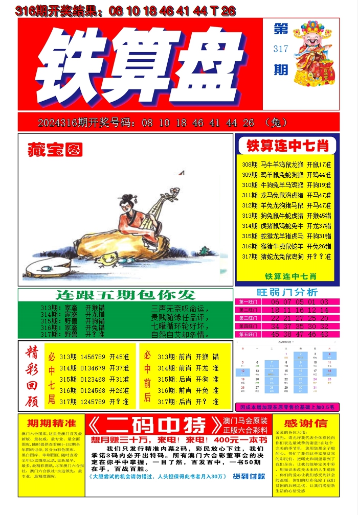 2024317期澳门铁算盘A