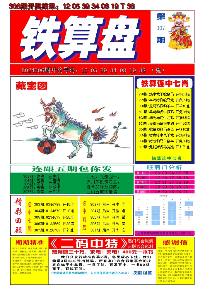2024307期澳门铁算盘A