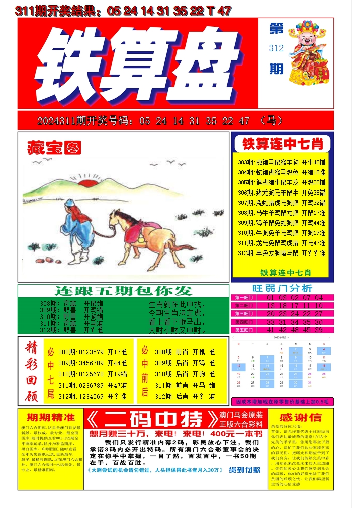 2024312期澳门铁算盘A