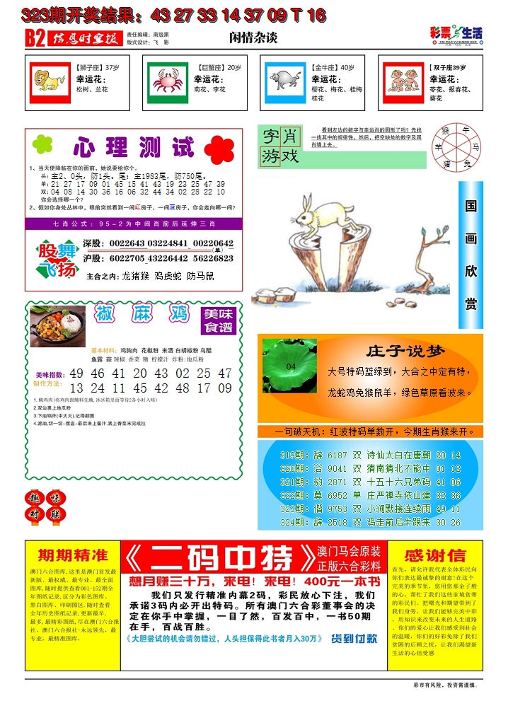 2024324期彩票与生活B