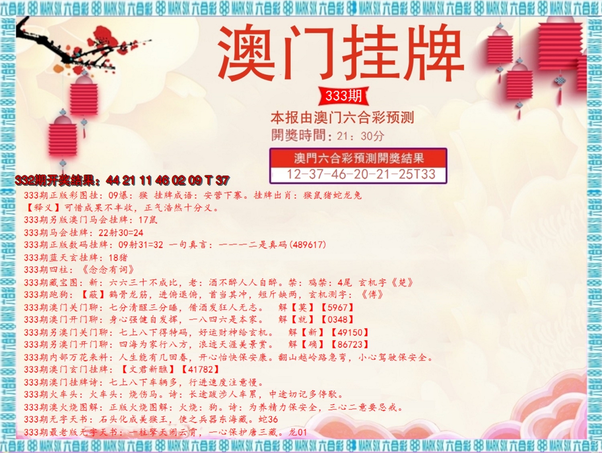 2024333期澳门挂牌E