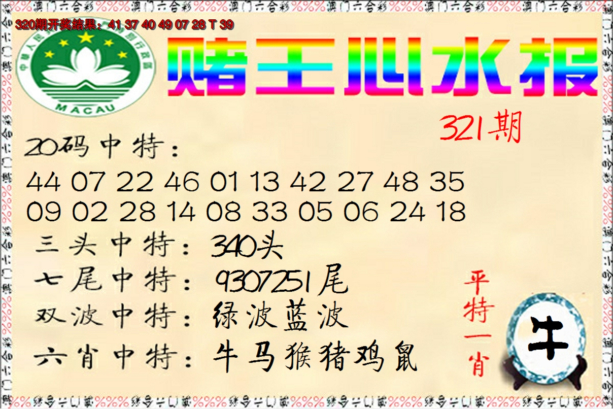2024321期赌王心水报