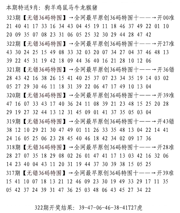 2024323期无错三十六码