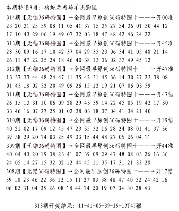 2024314期无错三十六码