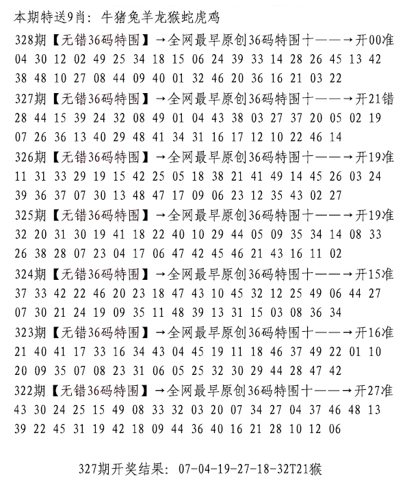 2024328期无错三十六码