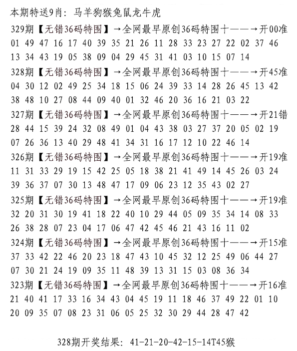 2024329期无错三十六码