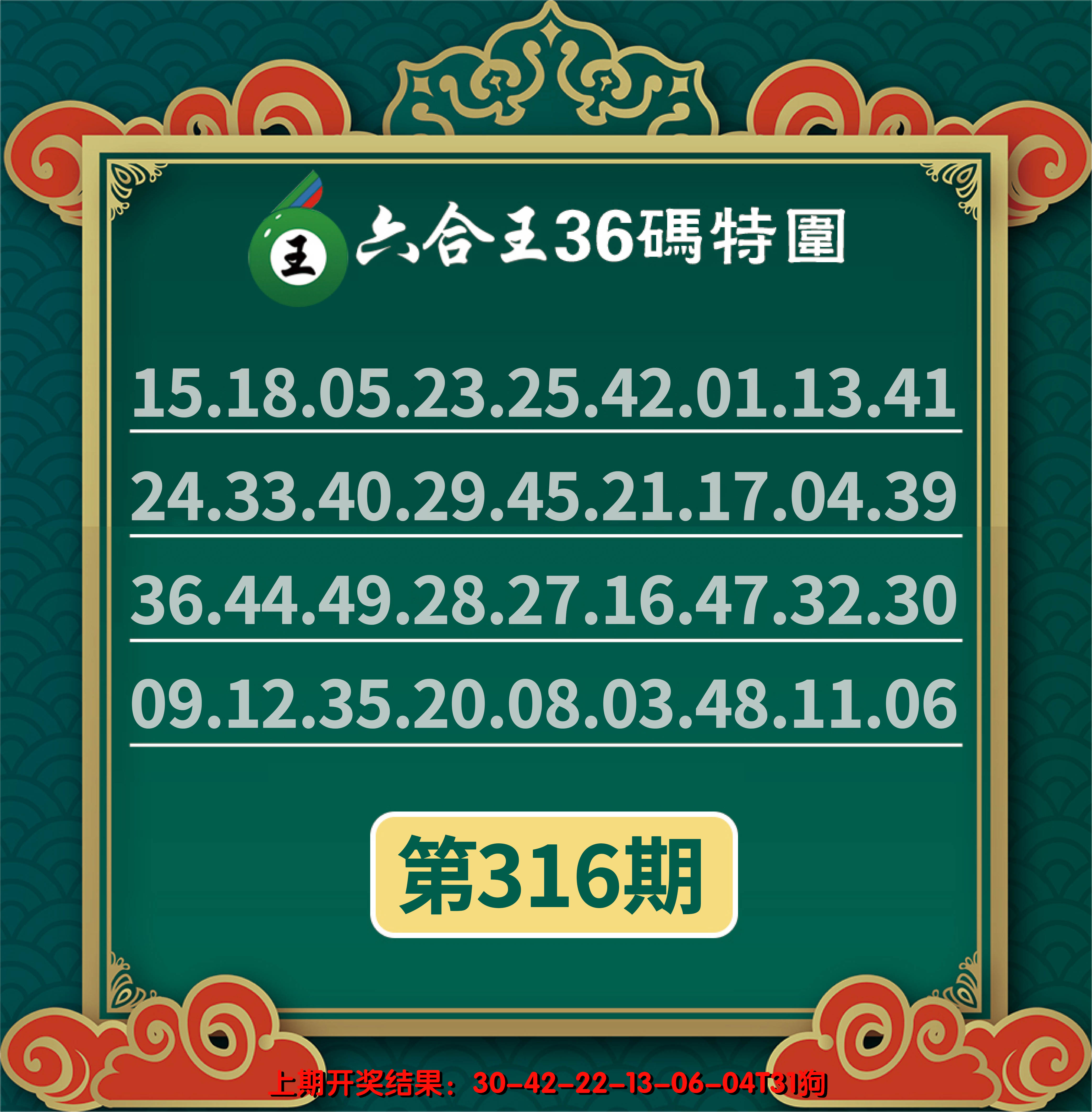 2024316期六合王三十六码特围