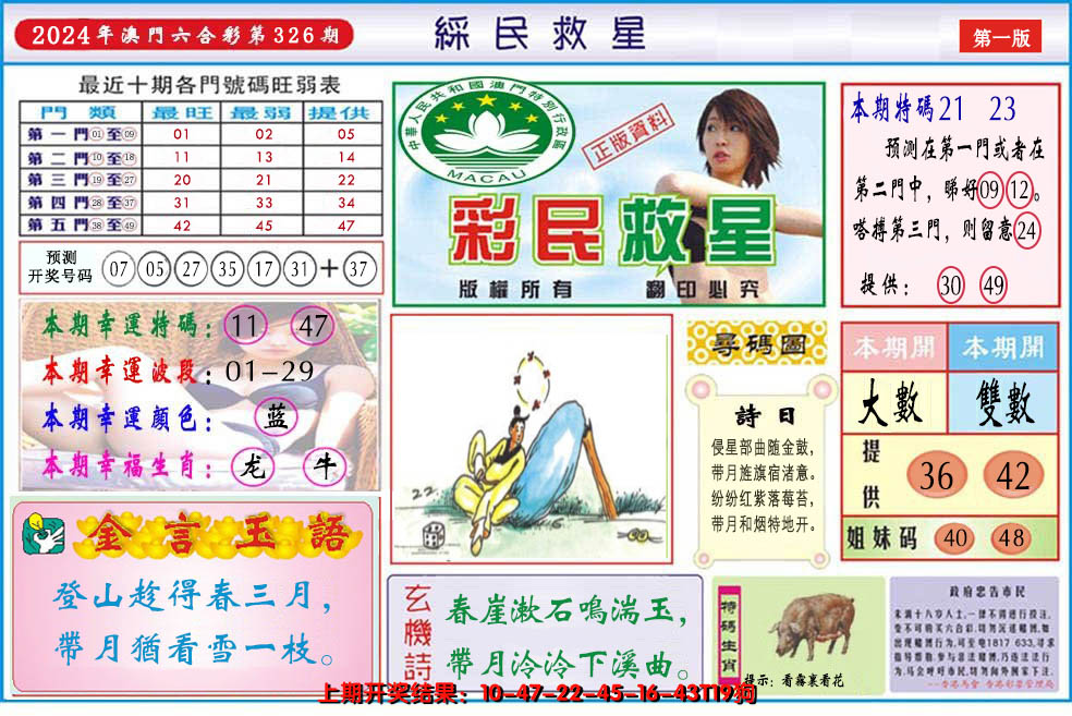 2024326期澳门彩民救星